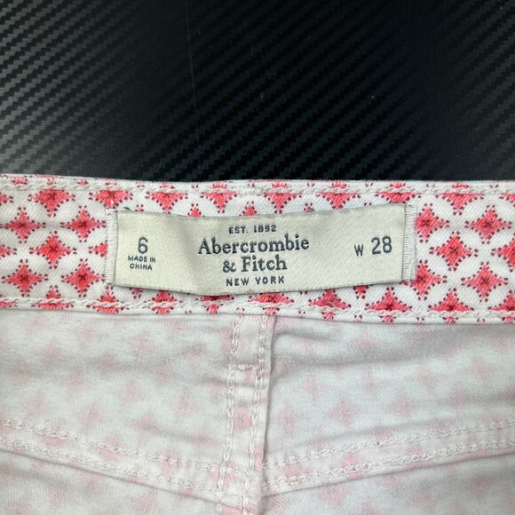 Abercrombie & Fitch Womens Pink & White Patterned Skinny Ankle Pants Size 6 W28 - Picture 4 of 8